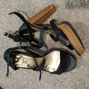 Brash Black Strappy Heels